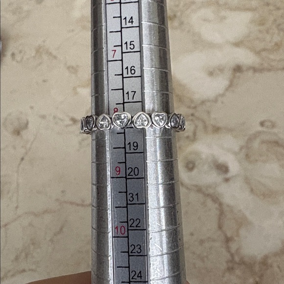 Pandora ALE 925 Sterling Silver Forever More Clear CZ Hearts Stacking Band Ring - Picture 7 of 7